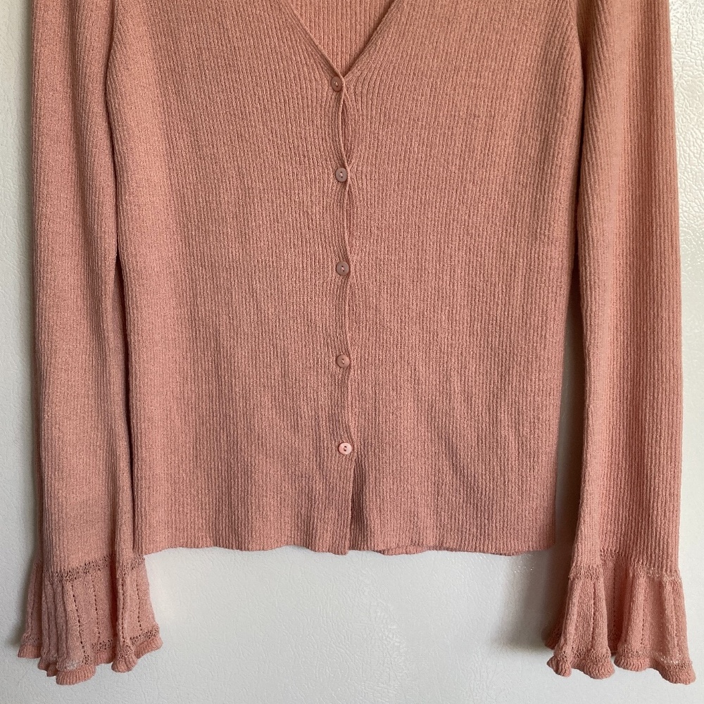 Peach Max Studio Flutter Sleeve Cardigan Sweater - image 3